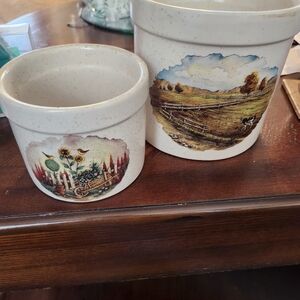 Ceramic Pot - Country Scenes